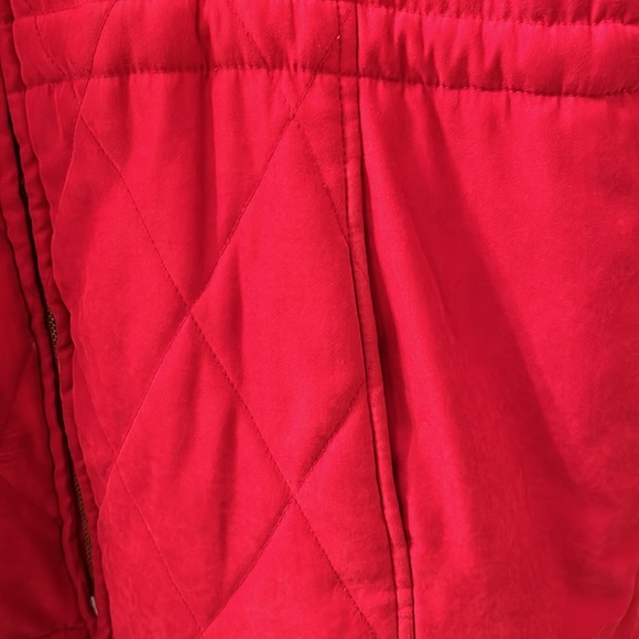Talbots red jacket with black faux fur on collarr and cuff. - Picture 5 of 7